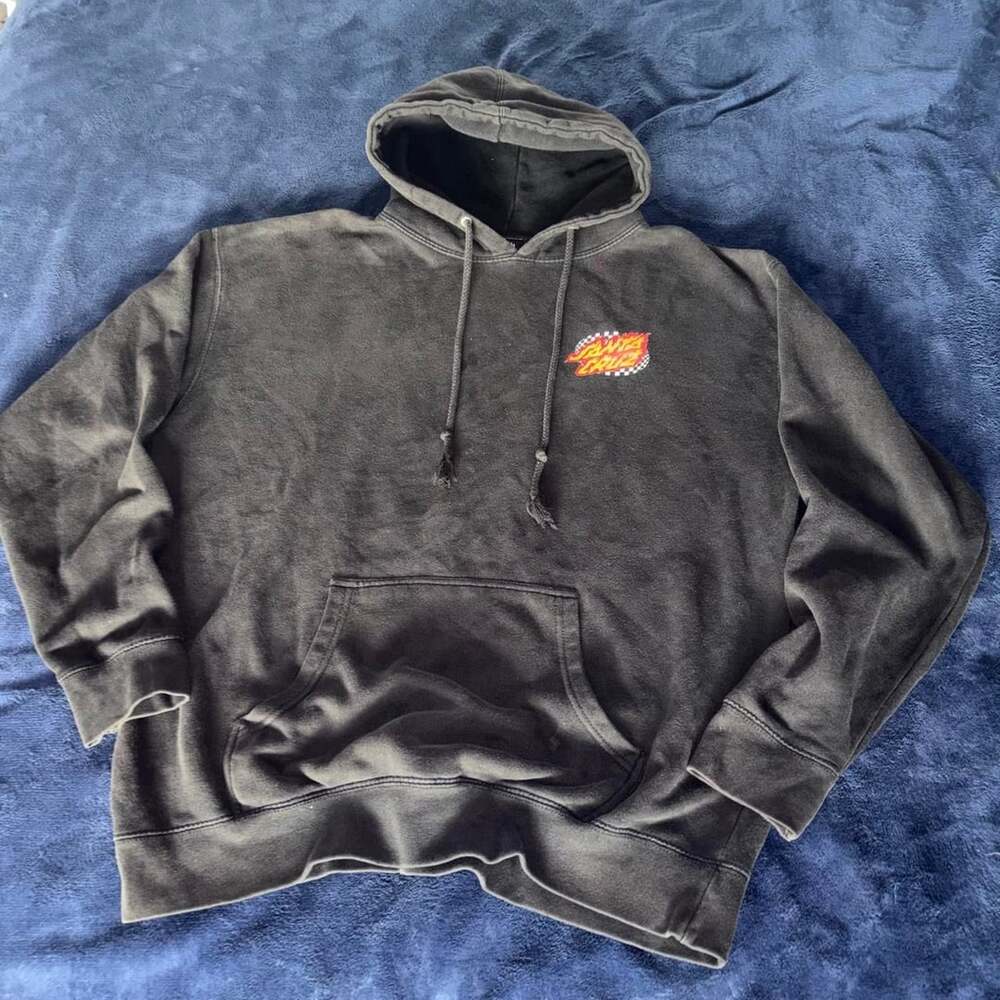 Santa Cruz Flame Checkered Logo Hoodie Black XL